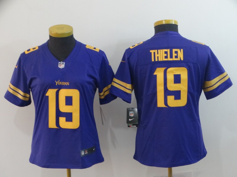Women's Minnesota Vikings#19 Adam Thielen Purple Rush Limited Stitched NFL Jersey