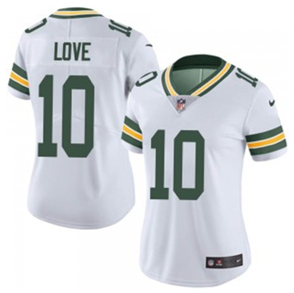 Women's Green Bay Packers #10 Jordan Love 2020 White Vapor Untouchable Limited Stitched Jersey(Run Small)