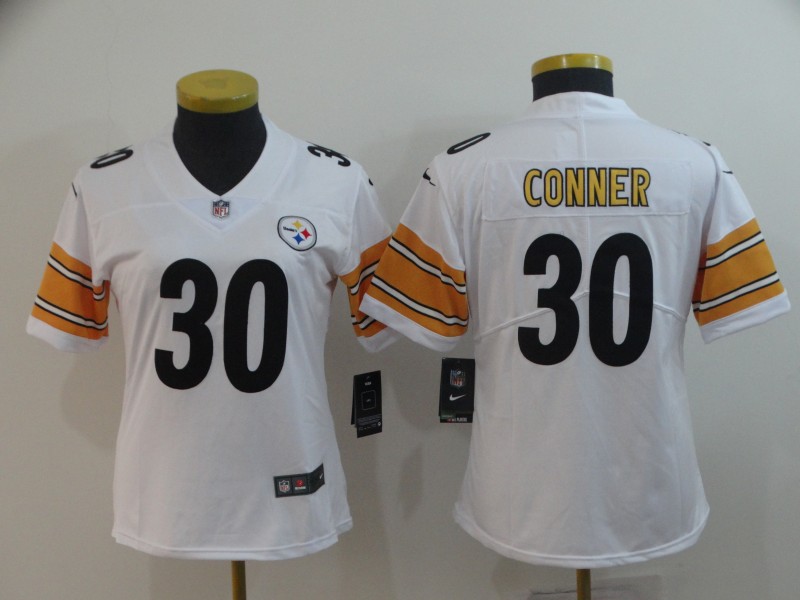Women's Pittsburgh Steelers #30 James Conner White Vapor Untouchable Limited Stitched NFL Jersey