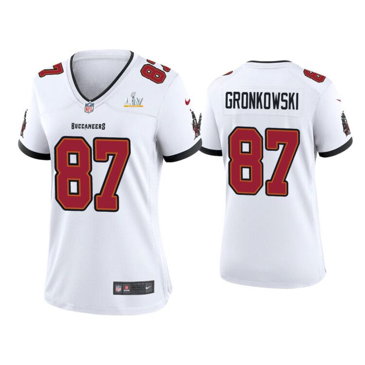 Women's Tampa Bay Buccaneers #87 Rob Gronkowski White 2021 Super Bowl LV Limited Stitched NFL Jersey(Run Small)