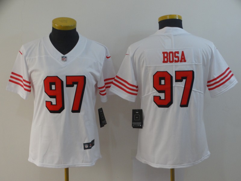 Women's NFL San Francisco 49ers #97 Nick Bosa New White Vapor Untouchable Limited Stitched Jersey
