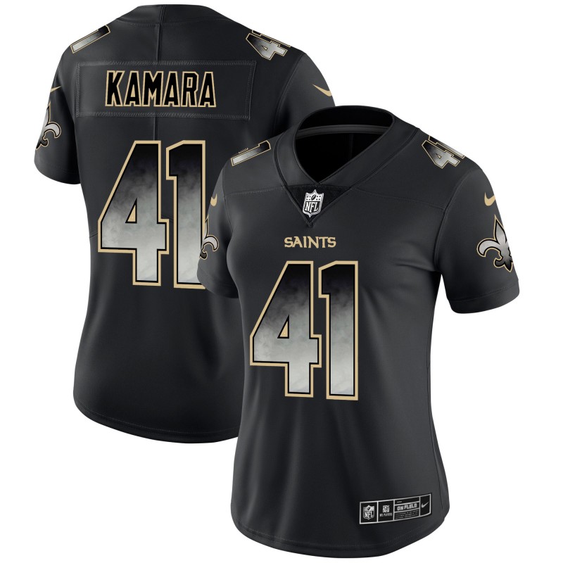 Women's New Orleans Saints #41 Alvin Kamara Black 2019 Smoke Fashion Limited Stitched NFL Jersey(Run Small)