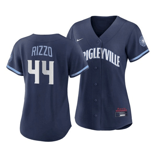 Women's Chicago Cubs #44 Anthony Rizzo 2021 Navy City Connect Stitched MLB Jersey