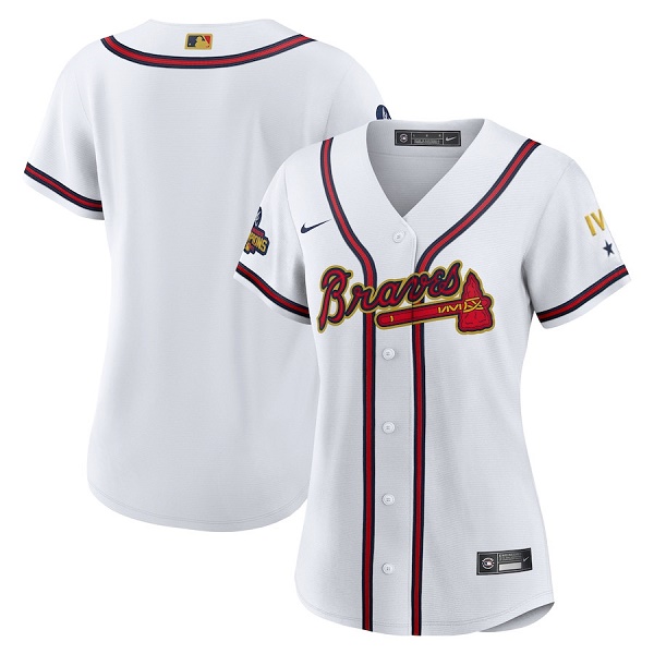 Women's Atlanta Braves Blank White Cool Base Stitched Jersey(Run Small)