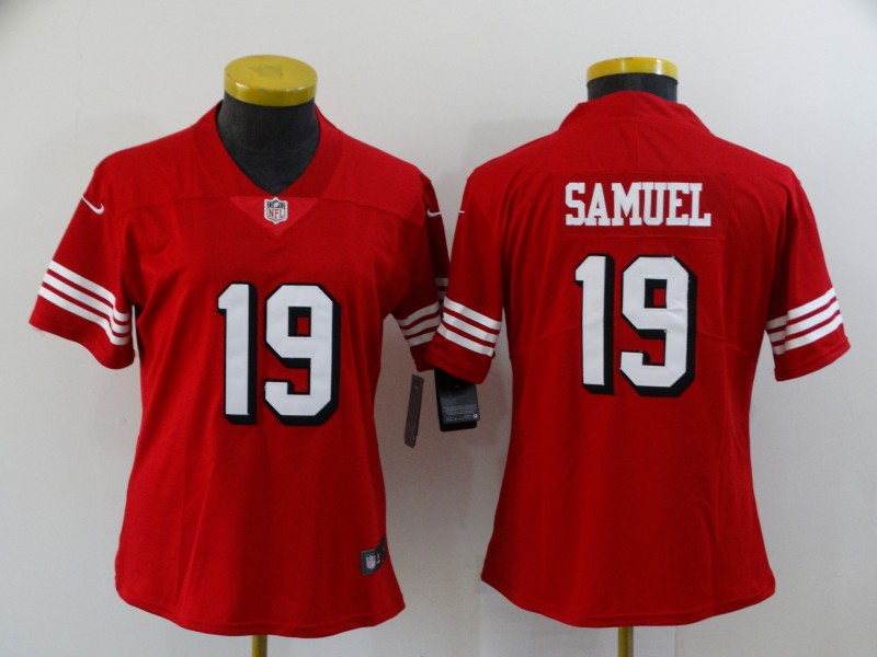 Women's San Francisco 49ers #19 Deebo Samuel Red Stitched Jersey(Run Small)