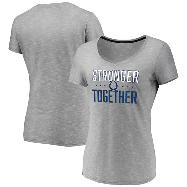 Women's Indianapolis Colts Gray Stronger Together Space Dye V-Neck T-Shirt(Run Small)