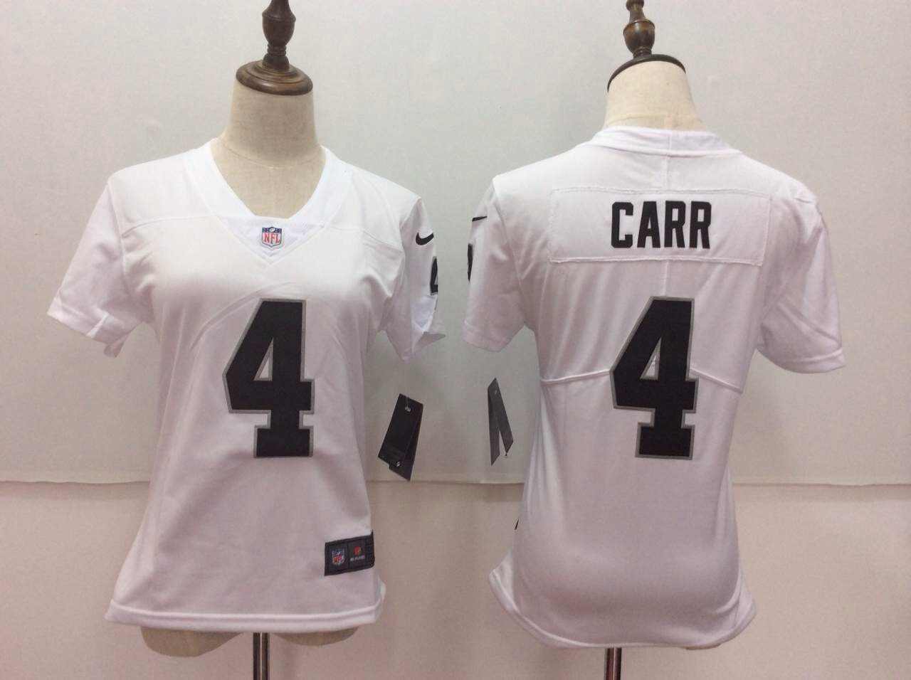 Women's Nike Oakland Raiders # 4 Derek Carr White Vapor Untouchable Player Limited Stitched NFL Jersey