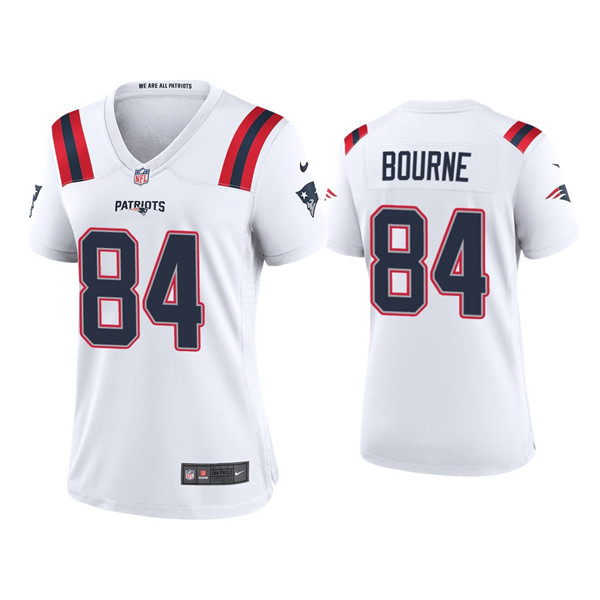 Women's New England Patriots #84 Kendrick Bourne White Vapor Untouchable Limited Stitched Jersey(Run Small)