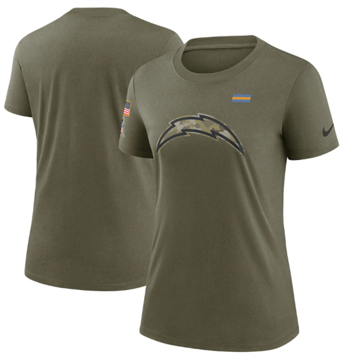 Women's Los Angeles Chargers Olive 2021 Salute To Service T-Shirt (Run Small)