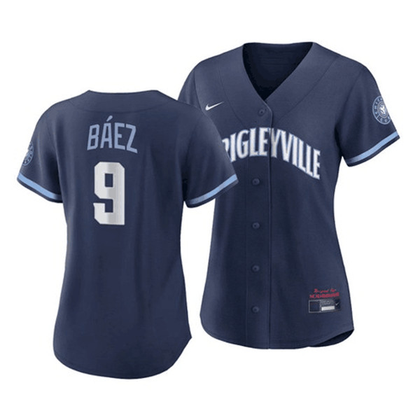 Women's Chicago Cubs #9 Javier Báez 2021 Navy City Connect Stitched MLB Jersey