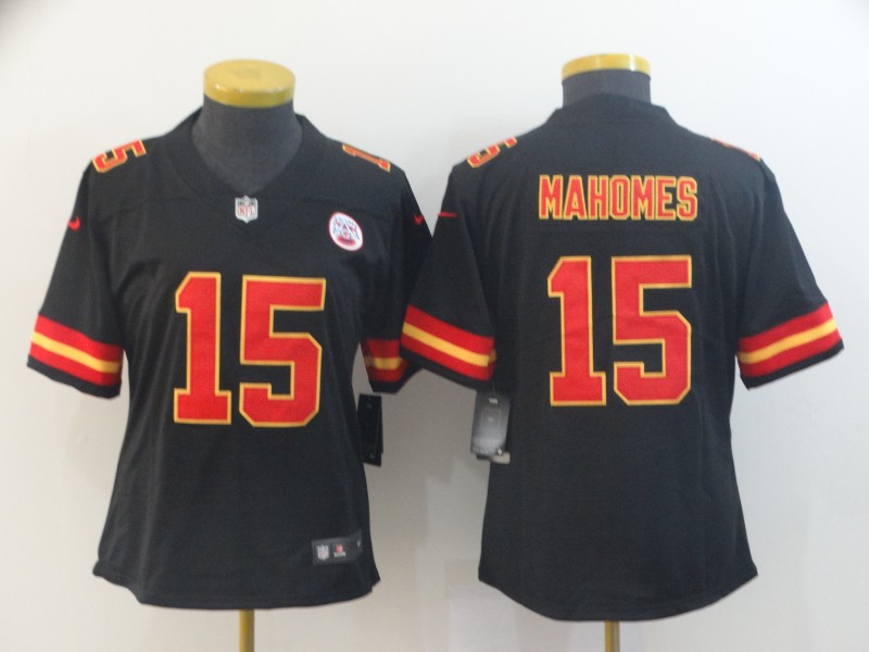 Women's Kansas City Chiefs #15 Patrick Mahomes Black Vapor Untouchable Stitched NFL Jersey(Run Small)
