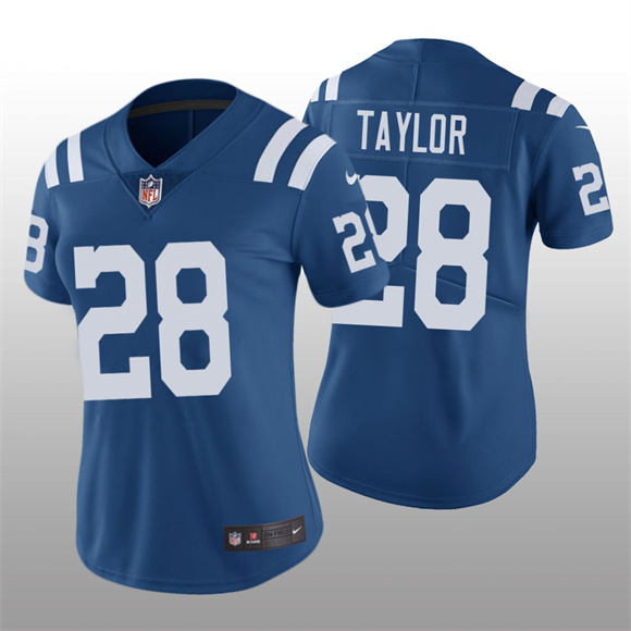 Women's Indianapolis Colts #28 Jonathan Taylor Blue Vapor Untouchable Limited Stitched Jersey(Run Small)