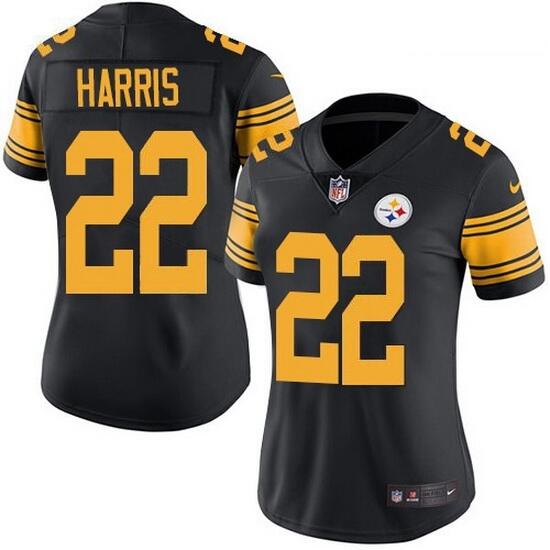 Women's Pittsburgh Steelers #22 Najee Harris Black Color Rush Stitched Football Jersey(Run Small)