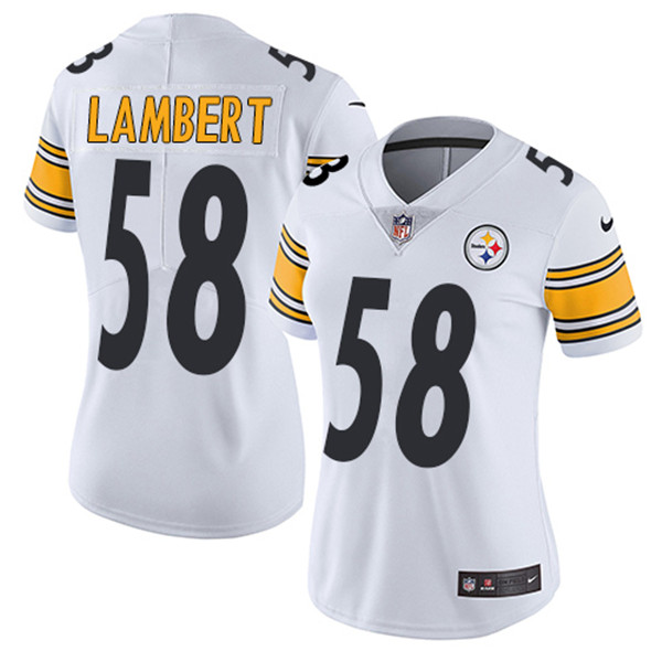 Women's Pittsburgh Steelers #58 Jack Lambert White Vapor Untouchable Limited Stitched Jersey(Run Small)