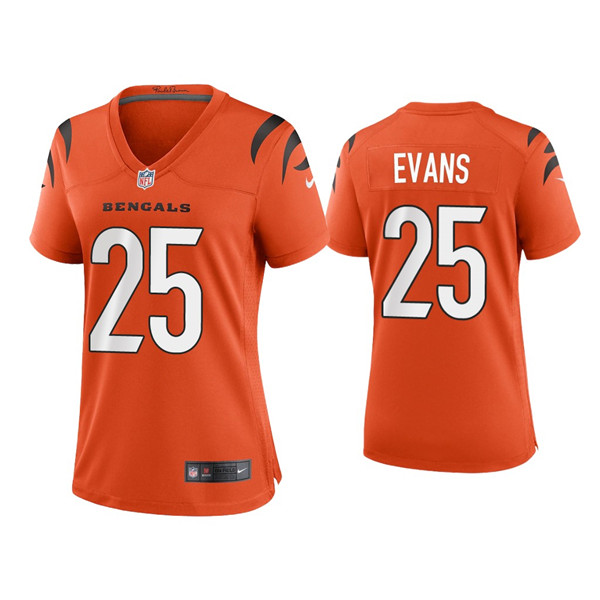 Women's Cincinnati Bengals #25 Chris Evans 2021 New Orange Vapor Limited Stitched Jersey(Run Small)