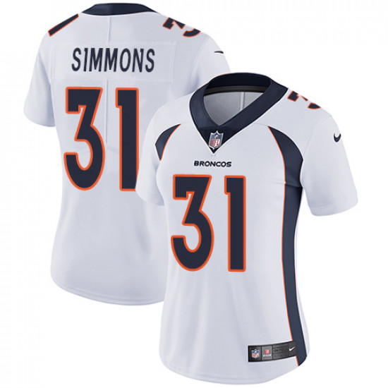 Women's Denver Broncos #31 Justin Simmons White Vapor Untouchable Limited Stitched NFL Jersey(Run Small)