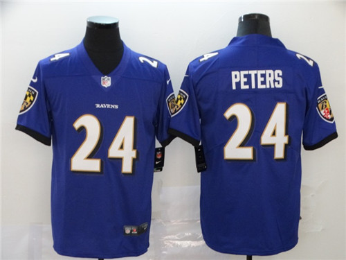 Men's Baltimore Ravens #24 Marcus Peters Purple Vapor Untouchable NFL Jersey