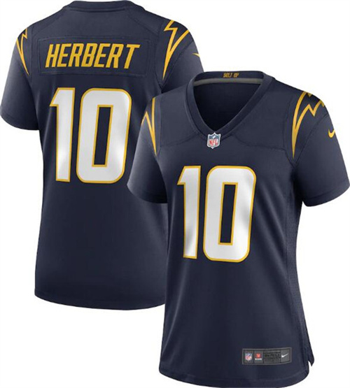 Women's Los Angeles Chargers #10 Justin Herbert Navy Vapor Untouchable Limited Stitched Jersey