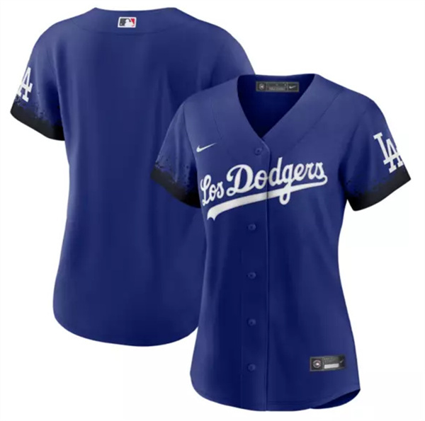 Women's Los Angeles Dodgers Blank 2021 Royal City Connect Cool Base Stitched Baseball Jersey(Run Small)