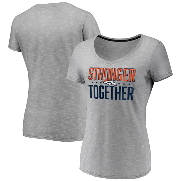 Women's Buffalo Bills Heather Stronger Together Space Dye V-Neck T-Shirt(Run Small)