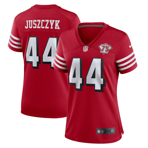 Women's San Francisco 49ers #44 Kyle Juszczyk Scarlet 75th Anniversary Stitched NFL Game Jersey(Run Small)