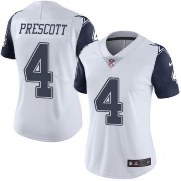 Women's Dallas Cowboys #4 Dak Prescott White Vapor Untouchable Limited Stitched NFL Jersey（Run Small）