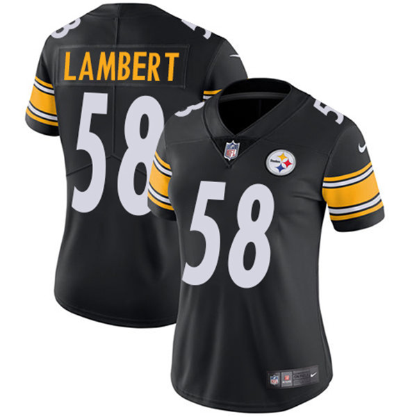 Women's Pittsburgh Steelers #58 Jack Lambert Black Vapor Untouchable Limited Stitched Jersey(Run Small)