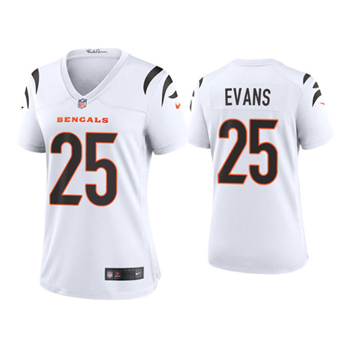 Women's Cincinnati Bengals #25 Chris Evans 2021 New White Vapor Limited Stitched Jersey(Run Small)