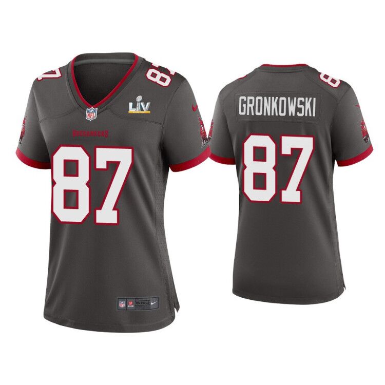Women's Tampa Bay Buccaneers #87 Rob Gronkowski Grey 2021 Super Bowl LV Limited Stitched NFL Jersey(Run Small)