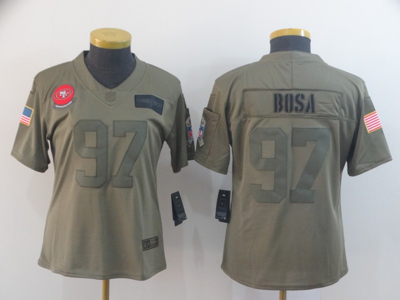 Women's NFL San Francisco 49ers #97 Nick Bosa 2019 Camo Salute To Service Stitched Jersey(Run Small)