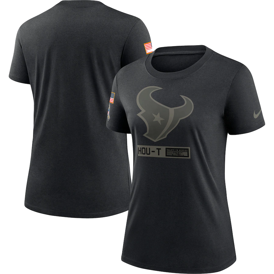 Women's Houston Texans 2020 Black Salute To Service Performance NFL T-Shirt(Run Small)