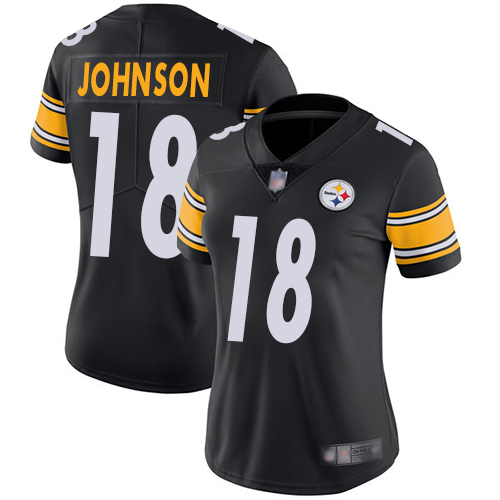 Women's Pittsburgh Steelers #18 Diontae Johnson Black Vapor Untouchable Limited Stitched NFL Jersey(Run Small)