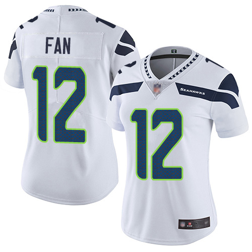 Women's Seahawks #12 Fan White Vapor Untouchable Limited Stitched NFL Jersey