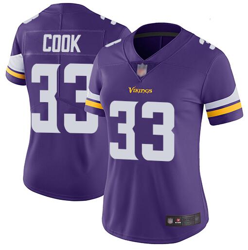 Women's Minnesota Vikings #33 Dalvin Cook Purple Vapor Untouchable Limited Stitched NFL Jersey(Run Small)