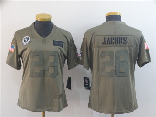 Women's Oakland Raiders #28 Josh Jacobs 2019 Camo Salute To Service Stitched NFL Jersey(Run Small)
