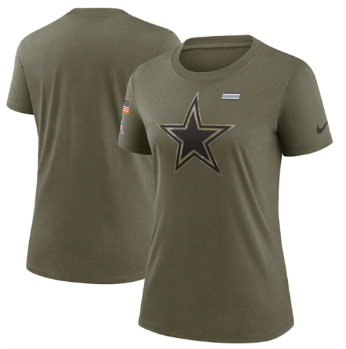 Women's Dallas Cowboys Olive 2021 Salute To Service T-Shirt (Run Small)