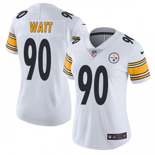 Women's Pittsburgh Steelers #90 T. J. Watt White Vapor Untouchable Limited Stitched NFL Jersey(Run Small)