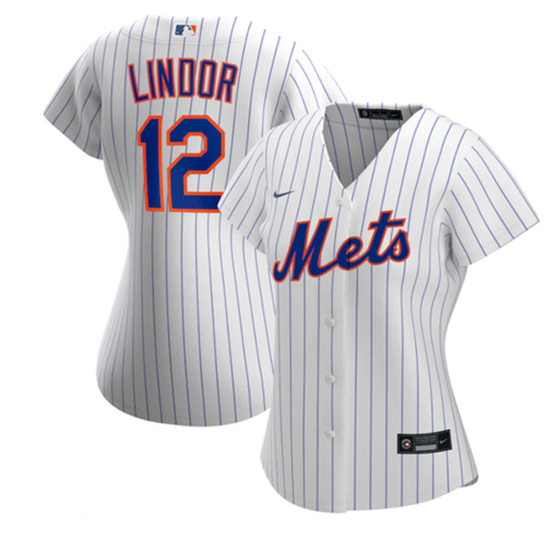 Women's New York Mets #12 Francisco Lindor White Cool Base Stitched MLB Jersey(Run Small)