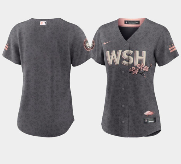 Women's Washington Nationals Blank 2022 Gray City Connect Cherry Blossom Stitched Jersey(Run Small)