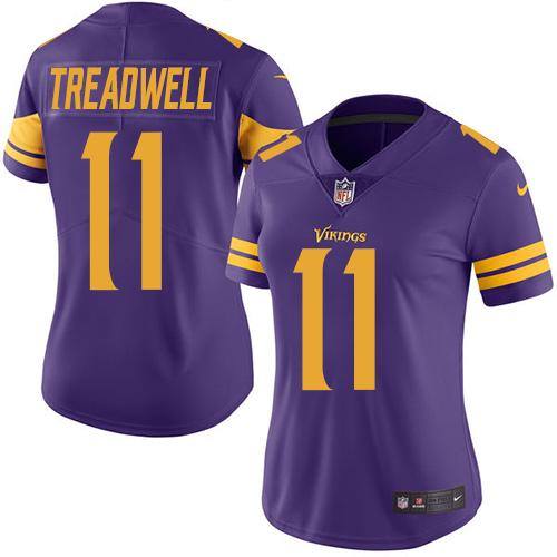Women's Minnesota Vikings #11 Laquon Treadwell Purple Stitched NFL Jersey(Run Small)