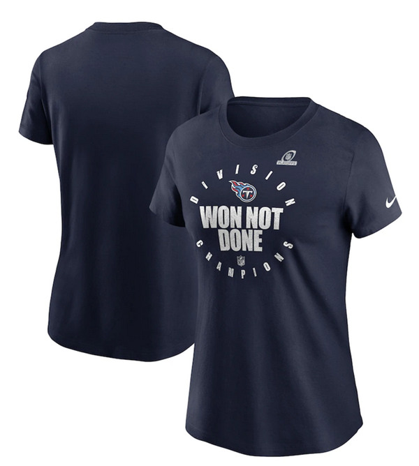 Women's Tennessee Titans 2020 Navy AFC South Division Champions NFL T-Shirt(Run Small)