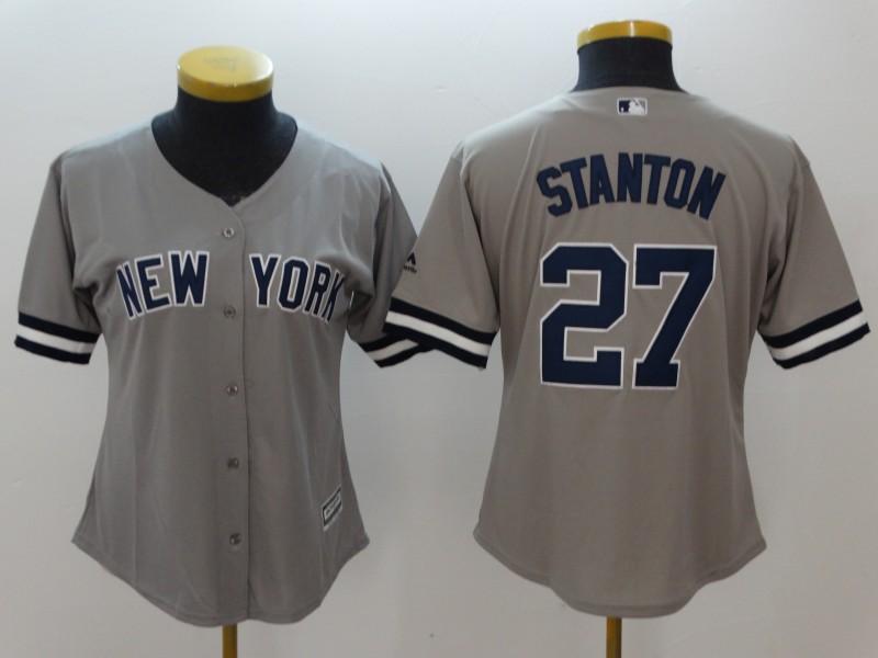 Women's New York Yankees #27 Giancarlo Stanton Gray Cool Base Stitched MLB Jersey