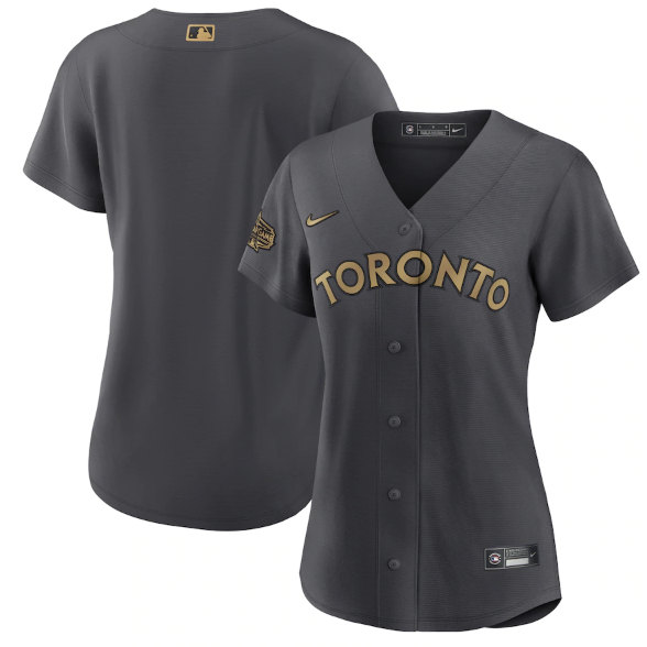 Women's Toronto Blue Jays Blank Charcoal 2022 All-Star Stitched Baseball Jersey(Run Small)