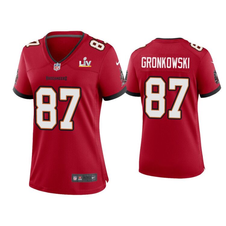 Women's Tampa Bay Buccaneers #87 Rob Gronkowski Red 2021 Super Bowl LV Limited Stitched NFL Jersey(Run Small)
