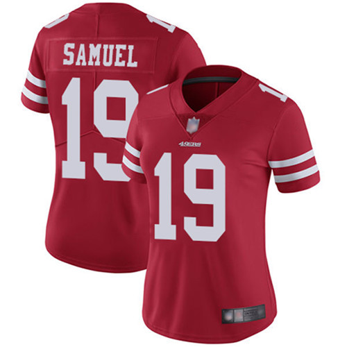 Women's 49ers #19 Deebo Samuel Red Rush Vapor Untouchable Limited Stitched NFL Jersey(Run Small)