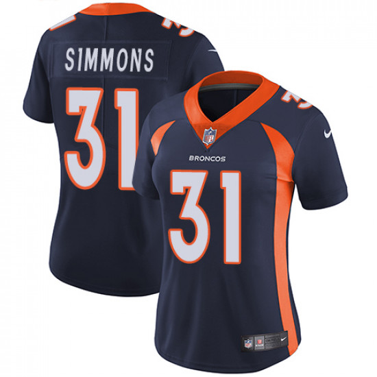 Women's Denver Broncos #31 Justin Simmons Navy Vapor Untouchable Limited Stitched NFL Jersey(Run Small)