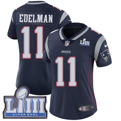 Women's New England Patriots #11 Julian Edelman Navy Blue Super Bowl LIII Vapor Untouchable Limited Stitched NFL Jersey ( Run Small )