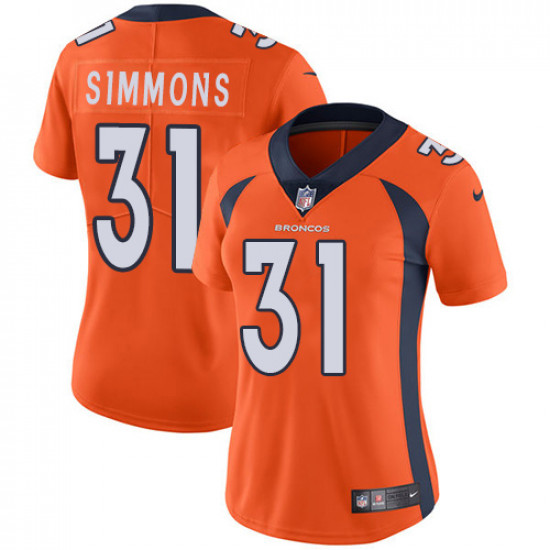 Women's Denver Broncos #31 Justin Simmons Orange Vapor Untouchable Limited Stitched NFL Jersey(Run Small)