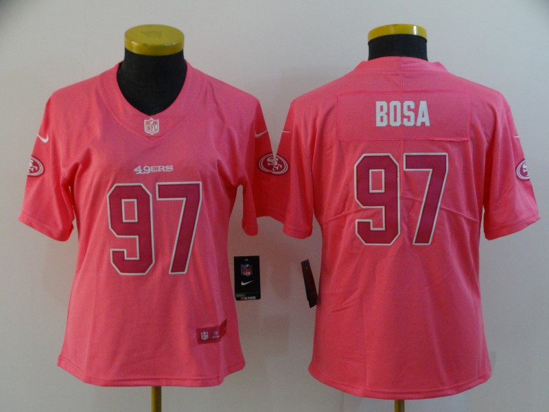 Women's NFL San Francisco 49ers #97 Nick Bosa Pink Vapor Untouchable Limited Stitched Jersey(Run Small)