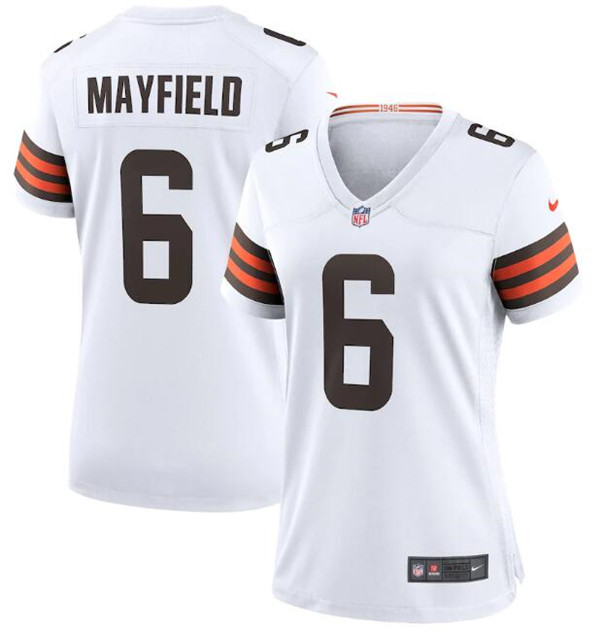 Women's Cleveland Browns #6 Baker Mayfield 2020 New White Stitched Jersey(Run Small)